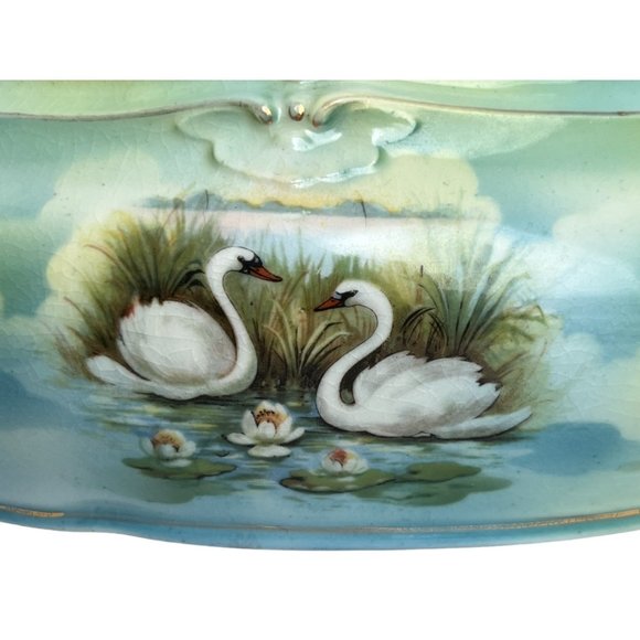 💕 SOLD 💕 ROYAL BRUXONIA Double-Handled Early 1900s ANTIQUE Swan Vase Austria - Picture 2 of 14
